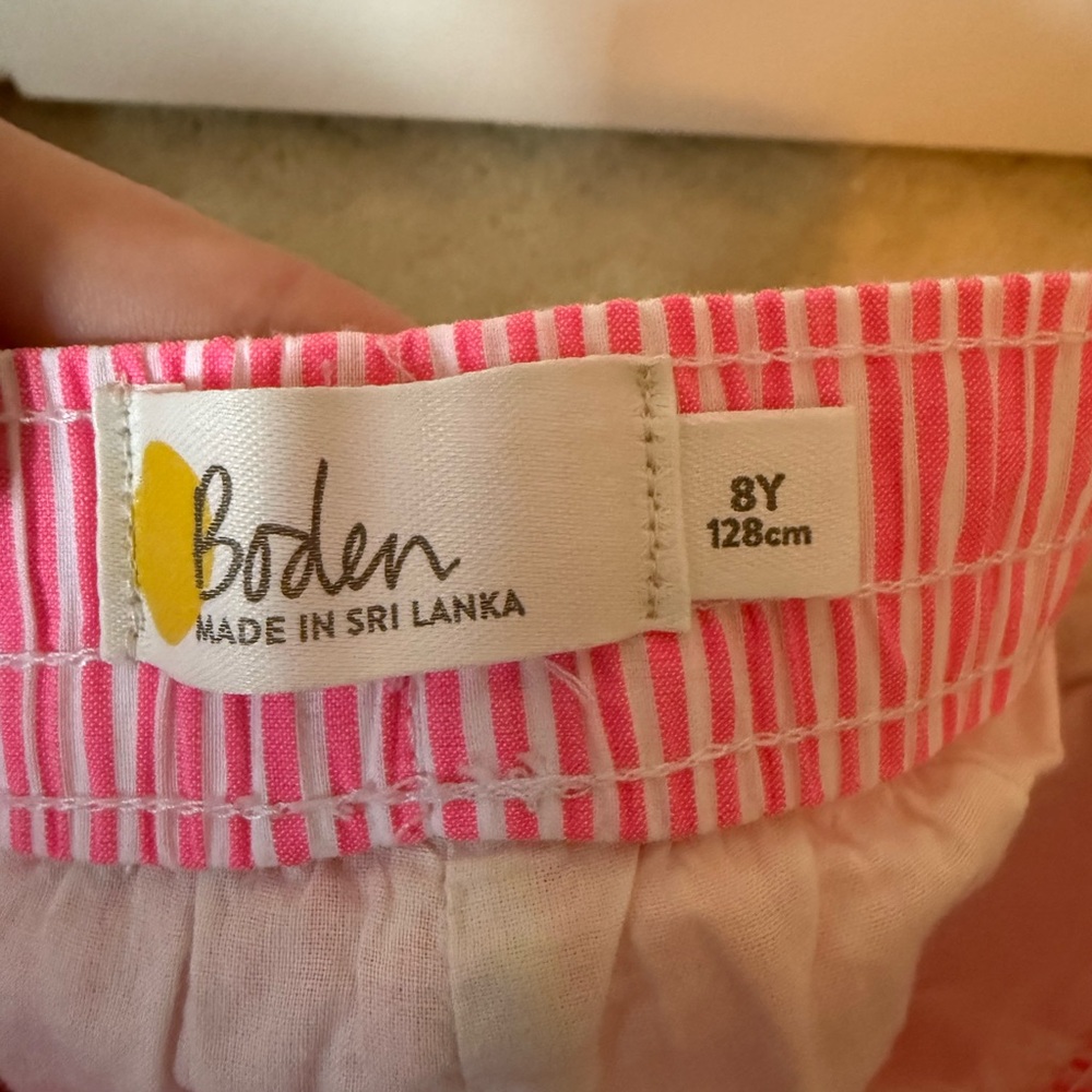 Boden Pink Striped Kids Shorts with Ruffle Trim - Picture 3 of 3